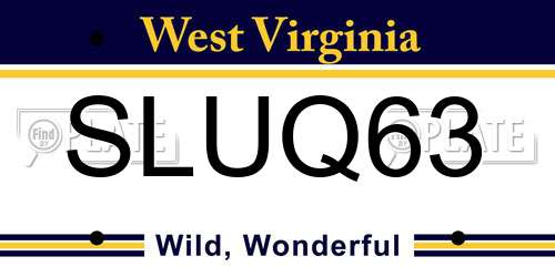 SLUQ63 West Virginia License Plate