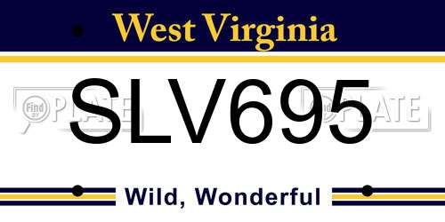 SLV695 West Virginia License Plate