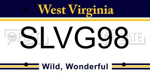 SLVG98 West Virginia License Plate
