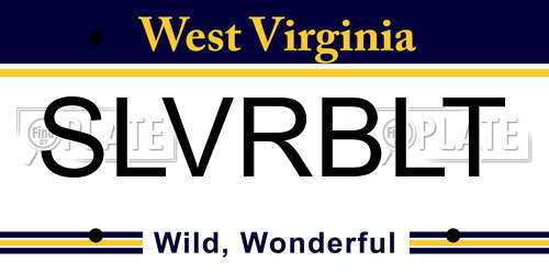 SLVRBLT West Virginia License Plate