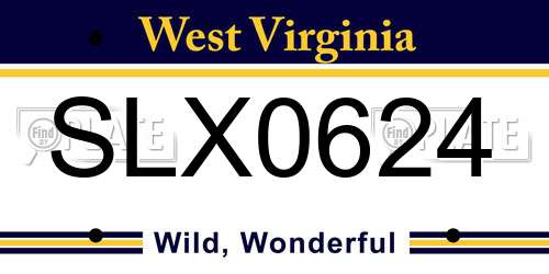 SLX0624 West Virginia License Plate