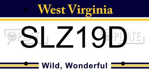 SLZ19D West Virginia License Plate