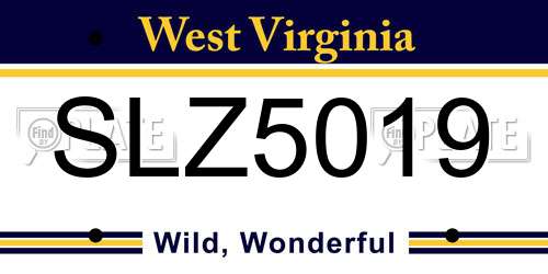 SLZ5019 West Virginia License Plate