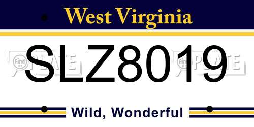 SLZ8019 West Virginia License Plate