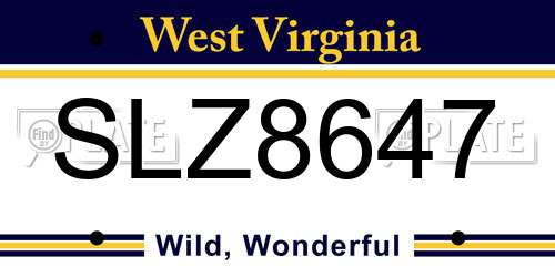 SLZ8647 West Virginia License Plate