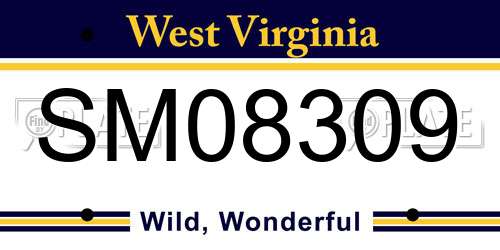 SM08309 West Virginia License Plate