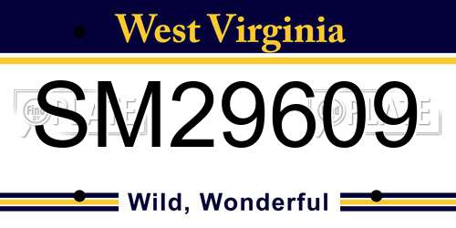 SM29609 West Virginia License Plate