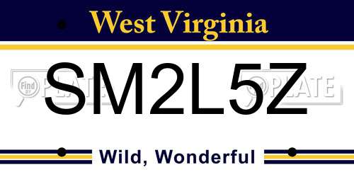 SM2L5Z West Virginia License Plate