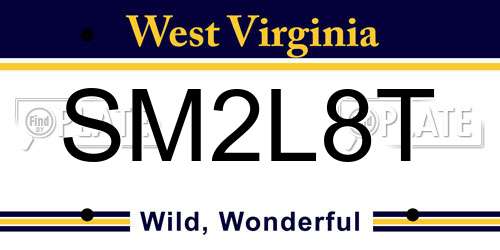 SM2L8T West Virginia License Plate