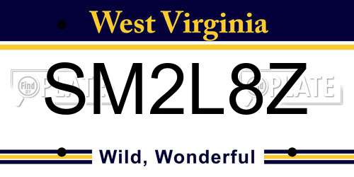 SM2L8Z West Virginia License Plate