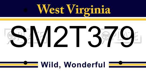 SM2T379 West Virginia License Plate
