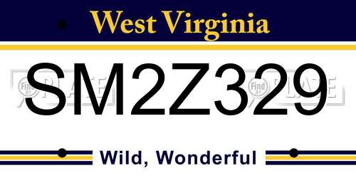 SM2Z329 West Virginia License Plate