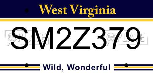 SM2Z379 West Virginia License Plate