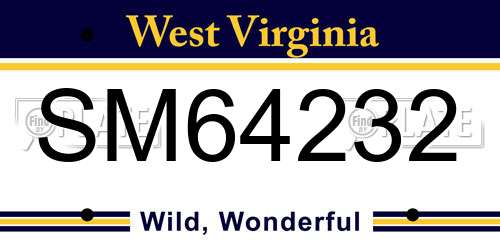 SM64232 West Virginia License Plate