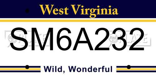 SM6A232 West Virginia License Plate