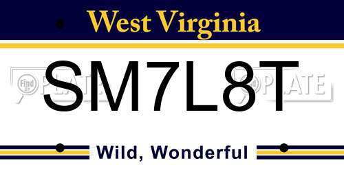 SM7L8T West Virginia License Plate