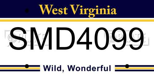 SMD4099 West Virginia License Plate
