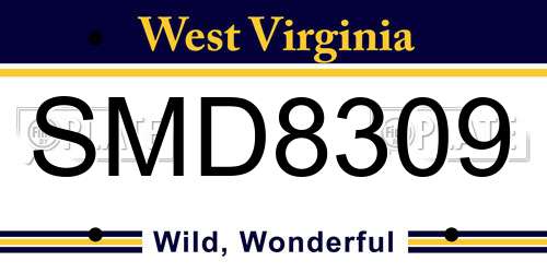 SMD8309 West Virginia License Plate