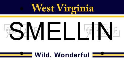 SMELLIN West Virginia License Plate