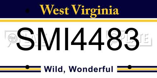 SMI4483 West Virginia License Plate