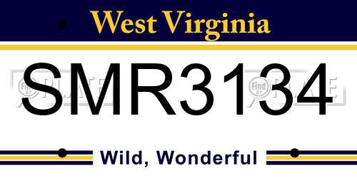 SMR3134 West Virginia License Plate