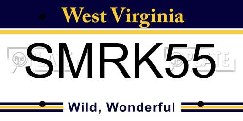 SMRK55 West Virginia License Plate