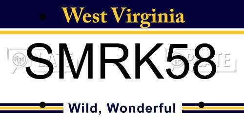 SMRK58 West Virginia License Plate