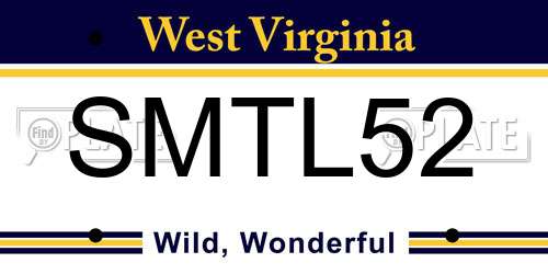 SMTL52 West Virginia License Plate