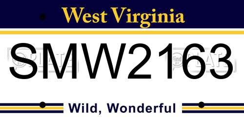 SMW2163 West Virginia License Plate