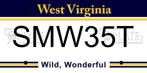 SMW35T West Virginia License Plate