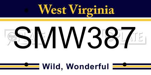 SMW387 West Virginia License Plate