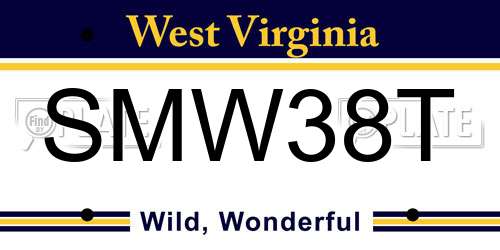 SMW38T West Virginia License Plate