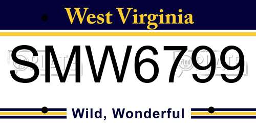 SMW6799 West Virginia License Plate