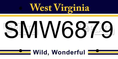SMW6879 West Virginia License Plate