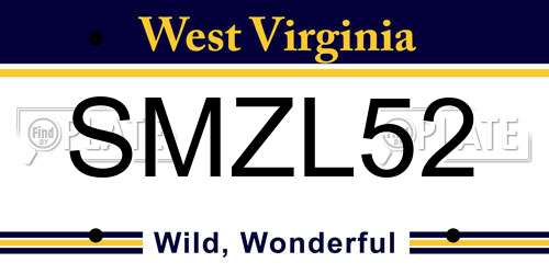 SMZL52 West Virginia License Plate