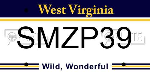 SMZP39 West Virginia License Plate