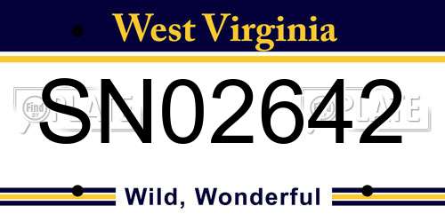SN02642 West Virginia License Plate