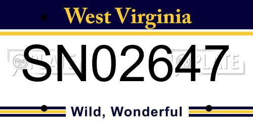 SN02647 West Virginia License Plate
