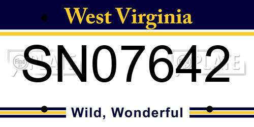 SN07642 West Virginia License Plate