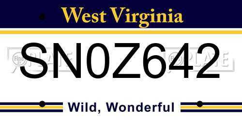 SN0Z642 West Virginia License Plate