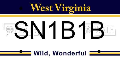 SN1B1B West Virginia License Plate