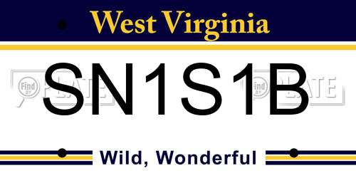 SN1S1B West Virginia License Plate