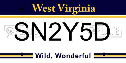 SN2Y5D West Virginia License Plate