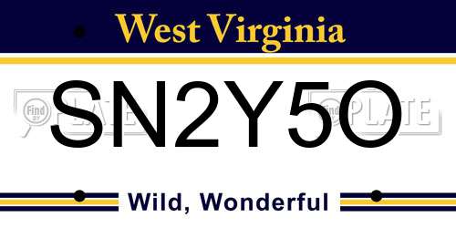 SN2Y5O West Virginia License Plate