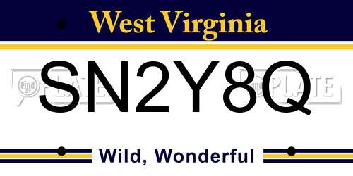 SN2Y8Q West Virginia License Plate