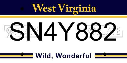 SN4Y882 West Virginia License Plate