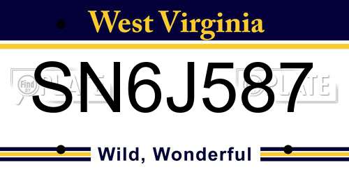 SN6J587 West Virginia License Plate
