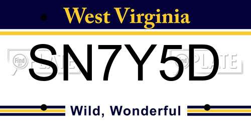 SN7Y5D West Virginia License Plate