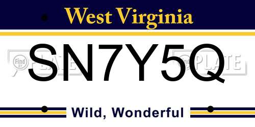 SN7Y5Q West Virginia License Plate