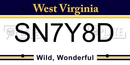 SN7Y8D West Virginia License Plate